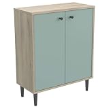 Miroytengo Arty Sideboard für Wohnzimmer, Esszimmer, zeitgenössischer Stil, mit 2 Türen in Grün und Eiche hell, 60 x 75 x 28