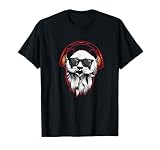 Bärtiger Hipster Panda mit Kopfhörer, Sonnenbrille & Bart T-S