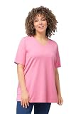 Ulla Popken Damen, A-Linie, V-Ausschnitt, Halbarm T-Shirt, Hell Pink, 62-64