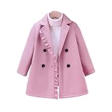 Girls Winter Dress Coat Button Peacoat Notch Lapel Double Breasted Outerwear With Pockets 5 14 Years Sweatjacke Vintage Damen (Red, 2-3 Years)
