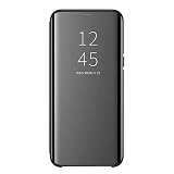 AICase Hülle für Galaxy S8 Hülle-Folio-Schutzhülle für Galaxy S8, Clear View Standing Cover mit Wake Up/Sleep Funktion, Spiegelnde Oberfläche, Hochglanzfinish Case (Schwarz) - 5.8 Z