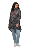 Ulla Popken Damen Long-Sweat mit Blumenprint Sweatshirt, magentapink, 54-56