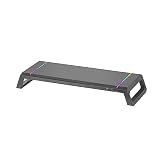 MARSGAMING Mars Gaming MGS-ONE Schwarz, Chroma RGB Monitorständer, Verstellbare Größe, Smartphone- und Tablet-Ständer, Front USB 2.0