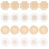 Sibba 10 Paar Nippelpads Nippelabdeckung Pasteten Selbstklebend Brustwarzen Pads Pasties Brustblütenblätter Brustaufkleber Unsichtbare Nippel Cover Brustpaste Abdeckungen Aufkleber(Blütenform,Runden)