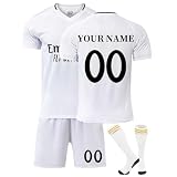 Fussball Trikot Kinder 2024/2025 Heim/Auswärts Trikot Personalisiert Trainingsset mit Namen und Nummer inklusive T-Shirt Shorts Socken Geschenkidee für Jungen und Fußb