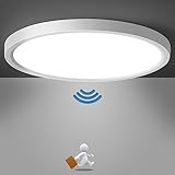 Lampe Deckenlampe mit Bewegungsmelder Innen, 18W LED Deckenleuchte Radar Bewegungssensor, 4000K Ultraslim Wandleuchte, Rund Sensor Licht für Flur Treppe Küche Balkon Abstellraum Keller 23×2,4