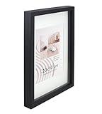 KM Foto 3D Objektrahmen Holz Bilderrahmen Shirt Trikot Rahmen Collage Wanddeko Poster S223: Farbe: Schwarz | Format: 50x70
