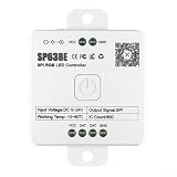 Micpointik RGB LED Controller DC5V-24V mit Musikmodus & App-Steuerung, 146 dynamische Effekte, 16 Mio. Farben, Gruppensteuerung für adressierbare LEDs, weiß(SP63AE)