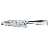WMF Grand Gourmet Damastmesser, Santoku Messer 32 cm, Made in Germany, Damaststahl 120-lagig, Performance Cut, Klinge 18