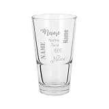 Herz & Heim® Trinkglas - Longdrinkglas mit Gratis Gravur des Wunschnamens in verschiedenen Varianten/Glas, 330 ml Name in verschiedenen S