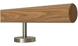 TIBU Esche Holz Handlauf Geländer 0,3m - 6m, Länge 250 cm, Ende gefast und 4 gerade H