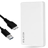 Storite Externe Festplatte 1TB USB 3.0 HDD 2,5 Zoll Tragbar ABS-Kunststoff LED-Anzeige für PC Mac Laptop Spielekonsole Datensicherung Speichererweiterung, Weiß