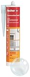 fischer Premium-Bausilikon, geruchsarmes Silikon, wetterfeste Dichtmasse für Innen & Außen, Kartusche für zahlreiche Anwendungen und Baustoffe, Langzeitschutz vor Schimmel, 310 ml, transp