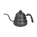 PTFE Stainless Steel Gooseneck Kettle, Ergonomic Coffee Pot for Pour Over Coffee Making, Compatible with Most Stoves, Unique for Water Control, Black (1L)