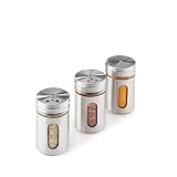 Metaltex Gewürzgläser 3er Set Gewürzstreuer, 100ml, Edelstahl, G