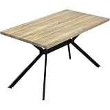 WAFTING Esstisch für 4-6 Personen, Moderner Esstisch aus Holz mit Holzmaserung und 2,5cm Dicken Metallfüßen, Geeignet für Küche, Wohnzimmer, Esszimmer, Helles H