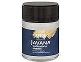 KREUL 92446 - Javana Stoffmalfarbe für helle und dunkle Textilien, 50 ml Glas, Metallic Silber, cremig brillante Farbe mit Metallic - Effekt und pastosem Charak