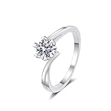 Engagement Ring Gold 18 Karat, Ringe Damen Vintage 750 Weißgold Labor Geschaffener Diamant 0.5ct Rund Schneeflocke Silber Komfort Fit Größe 57 (18.1)