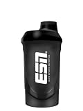 ESN Shaker, Black, 600 ml, auslaufsicher, Shaker mit Messskala zum einfachen Dosieren, frei von BPA & DEH