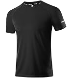 1er Pack Sport Tshirts Herren T-Shirt Schwarz Kurzarm Funktionsshirt Sport Shirt Schnelltrocknend Atmungsaktiv Sportshirt Sommer Outdoor Gym Workout Running Shirts Fitness Oberteil für Men Black-M
