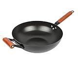 CNfhFRY Wok, Antihaft-Wok – mit Deckel Induktionsgeeignet Wokpfanne Antihaftbeschichtung(34cm)