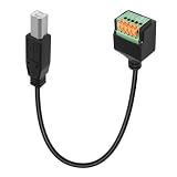 QIANRENON USB B Schnellanschluss Lötfrei Adapter Kurzes Kabel USB Type B Stecker auf 5Pin Crimp Klemmen Drucker Anschluss USB B Spring Terminal Block Stecker, für DIY/Reparatur USB B, 30cm/11.8