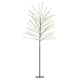 Lichterbaum 180 cm für Außen un Innen Strom betrieben - 160 LED - Deko Baum warm weiß beleuchtet mit Timer - Weihnachten Advent Winter Deko Beleuchtung für G