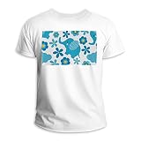 Kurzarm T-Shirt Rundhals 100% Baumwolle blau elegant, mehrfarbig, Einheitsgröße/M