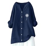 Damen-Sommer-Top, V-Ausschnitt, 3/4-Ärmel, Baumwolle, Lauf-Shirt, einfarbig, lässig, Tunika, Gaze, übergroß, langärmelig, Frühling, Western, Crinkle-Gaze, Übergröße, Damen, navy, 4XL