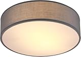 Monzana® Deckenlampe Stoff Wohnzimmer Schlafzimmer E27 Grau 38cm Rund 2-Flammig 40W Lampe Flur Küche Deckenstrahler Deckenleuchte Stoffdeckenlamp