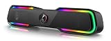 Bazivve Bluetooth PC Lautsprecher Boxen, RGB Computer Soundbar Lautsprecher für PC Monitor, HiFi Stereo Gaming Lautsprecher mit Anschluss für Schreibtisch oder Laptop (Schwarz)