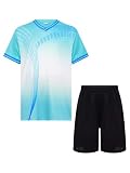 ranrann Jungen Fußballuniform Fussball Jersey Kinder Fussball Trainingsanzug Fitness Yoga Gym Anzug Outfit Anzug Sport Set Joggen Ein helles Grün 110-116