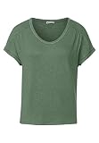 STREET ONE Damen A318477 Flammgarn T-Shirt, Novel Green, 36