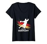 Damen Handball Deutschland Trikot Handballspieler Handballspiel T-Shirt mit V