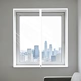 Fensterdichtungsskits 145 x 295 cm Selbstklebend Thermo Cover Fensterfolie Isoliert Gegen Hitze Kälte, Wasser Und Wind, für Winter Drinnen Und Draußen, Weiß