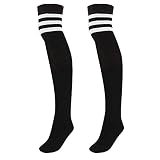 Faletony Overknee Strümpfe Kniestrümpfe gestreifte Sportsocken College Cheerleader Kostüm Baumwollstrümpfe Overknees (as3, numeric, numeric_39, numeric_43, regular, regular, Weißer Streifen schwarz)
