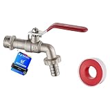 Ibergrif Garten Wasserhahn 1/2 zoll mit Gartenschlauch Adapter - Kugelhahn Frostsicher -10℃, High Temperature Resistance 120℃, Absperrhahn Tropffrei für Garten Regentonne, Wasserhahn Aussen Messing