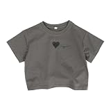 Kinder Cartoon T Shirt Halbarm Liebe Top Dünn Baby Mädchen Kurzarm T Atmungsaktiv (3Y 8Y) (Grey, 5-6 Years)