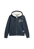 Superdry Damen Luxe Kapuzenjacke mit Logo in Metallic-Optik Trench Marineblau Meliert 34