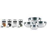 WMF Depot Gewürzstreuer Set 4-teilig, 100ml, Gewürzdose & Gourmet Schüsselset 4-teilig, Edelstahl Schüsseln für die Küche 1,0l - 3,5l, Rührschü
