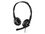 Hama PC Headset mit Mikrofon (Ultra leichte Kopfhörer, On-Ear Ohrhörer, gepolsterte Ohrmuscheln, Stereo, Computer-Kopfhörer mit Lautstärkeregler am Kabel, 2 m Kabellänge, 3,5 mm Klinke) schw