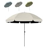 RTVGNSZSJL 280cm Sonnenschirm Für Terrasse，Rund Marktschirm Sonnenschutz Neigbarer Balkonschirm Tragbarer Gartenschirm Höhenverstellung Marktschirm(Beige,2.4m/8ft)