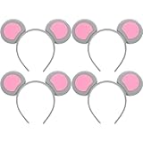 IMIKEYA 4 Stück Haarreifen mit Mausohren, Grau Mouse Ohren Stirnbänder, Tier Ohren Haarreif Kostüm Kopfzubehör Haarreifen Für Cosplay Party Dress Up