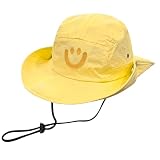 Okdance Baby-Sonnenhut, lächelndes Gesicht, UV-Schutz, Kleinkind-Sonnenhut, faltbarer Fischerhut, verstellbarer Kinnriemen, Sommerhüte für Babys, Mädchen, Jungen, gelb, Einheitsgröß