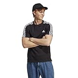 adidas Herren Essentials Single Jersey 3-Stripes Tee, Black / White, XS