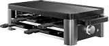 WMF Master Raclette Grill mit Keramikpfännchen und Schiebern, Raclette 8 Personen, 1500 W, mit Ablage, variable Temperaturkontrolle, antihaftbeschichtet, spülmaschinengeeignet, edelstahl schw