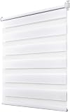Deswell Doppelrollo Klemmfix ohne Bohren Weiß B45 x H120 cm (Stoffbreite 41cm) Rollos für Fenster ohne Bohren für Fenster mit Lichtdurchlässig & Verdunkelnd/Höhe Stufenlos Verstellb