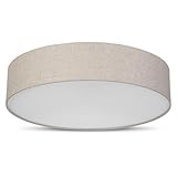 REV Deckenlampe - LED Deckenleuchte rund 50cm mit Stoff-Lampenschirm im Vintage-Look – ideal für Schlafzimmer & Wohnzimmer, taup
