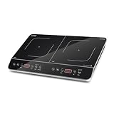 CASO Touch 3500 Induktionskochplatte doppelt mobil, Sicherheitsschalter, 60-240°C, 6 Stufen, Timer 180 Min., Töpfe bis 26 cm, 3500 Watt, Glaskeramik