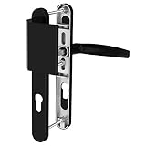 MS Beschläge Langschildgarnitur 72mm Schmalrahmengarnitur Schwarz RAL9005 Wechselgarnitur Aluminium Türdrücker (Stossgriff/Drücker, Türstärke 39-54mm)